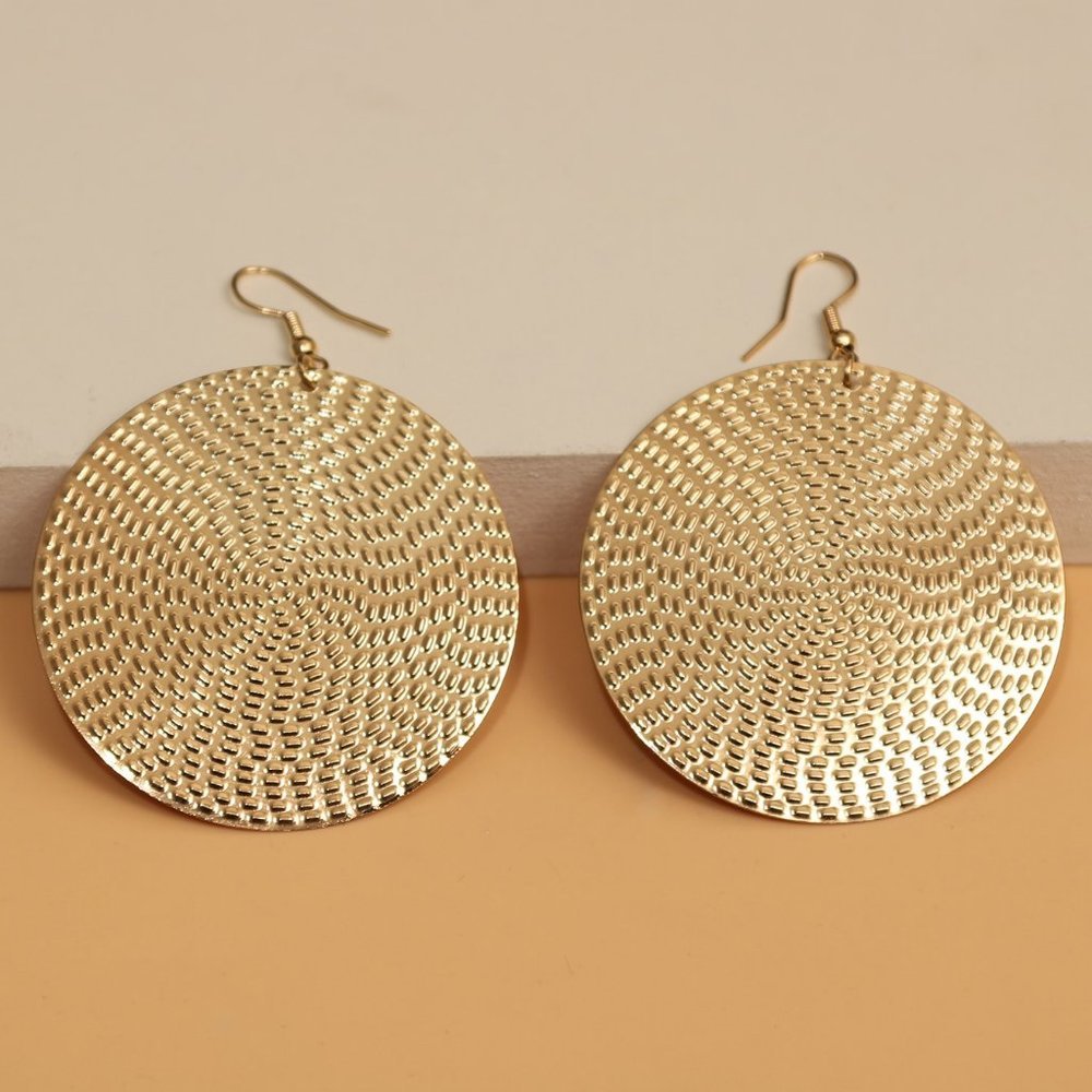 Drop Earrings, Textured Round Drop Earrings, Dangle earring for party casual